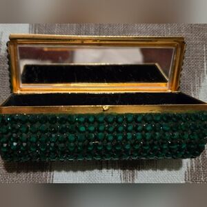 Dark Emerald Crystal Lipstick Holder Y2k Perfect Condition. Mirrored. Heavy!